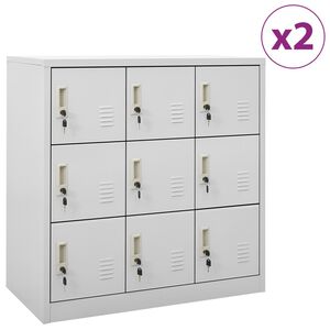 vidaXL Locker Cabinet | Set of 2 | Light Grey | Steel | Medium | Locker Cabinet