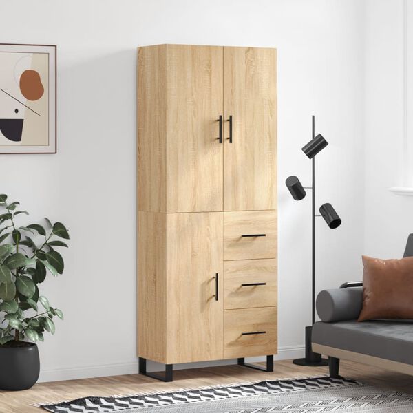 vidaXL Highboard Sonoma Oak 69.5x34x180 cm Engineered Wood
