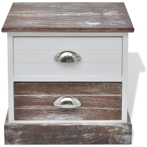 vidaXL Bedside Cabinets 2 pcs Brown and White