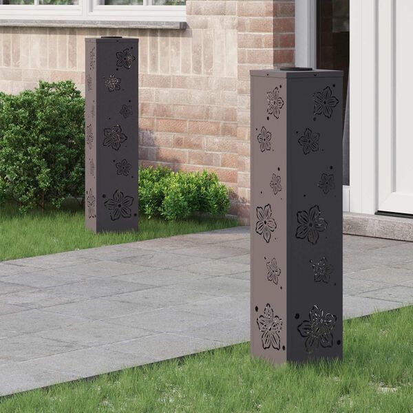 vidaXL Solar LED Pathway Light 2 pcs Black Cold Rolled Steel