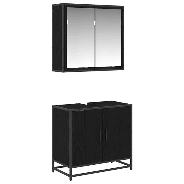 vidaXL Bathroom Furniture Set 2 pcs Black Oak Engineered Wood