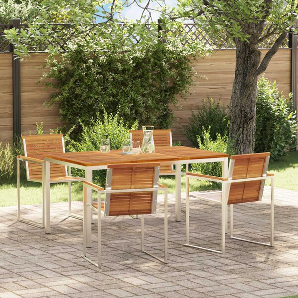 vidaXL Garden Dining Set 5 pcs Brown Solid Acacia Wood
