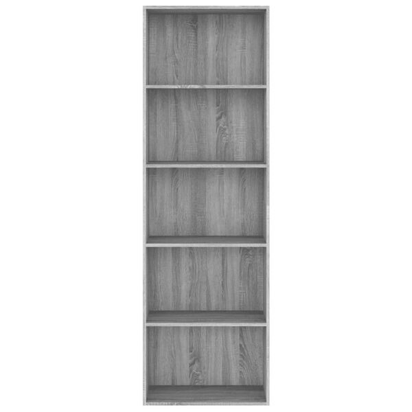 vidaXL 5-Tier Book Cabinet Grey Sonoma 60x30x189 cm Engineered Wood