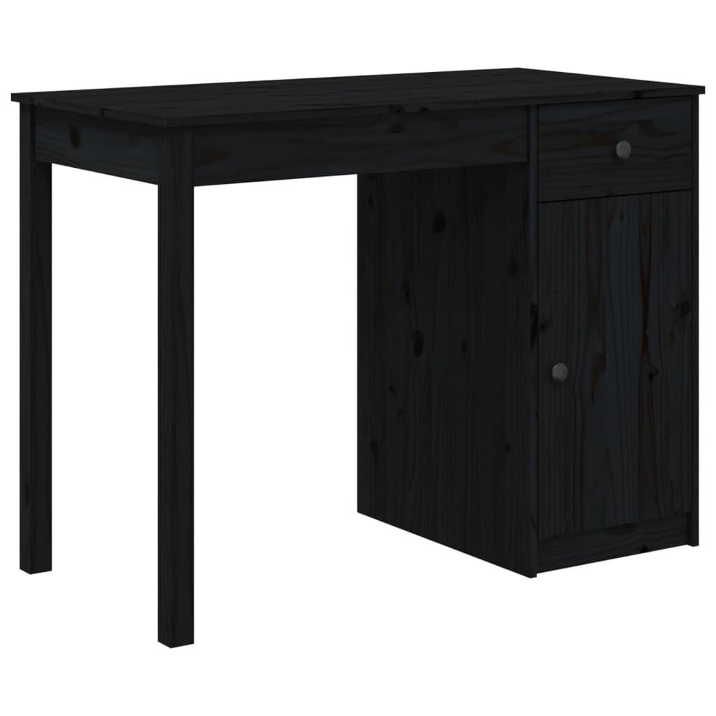 vidaXL Desk Black 100x50x75 cm Solid Wood Pine vidaXL