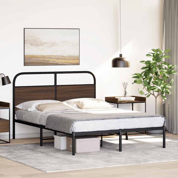 vidaXL Bed Frame Without Mattress 140x190 cm Brown Oak Engineered Wood