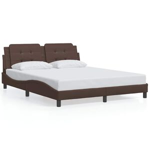 vidaXL Bed Frame without Mattress "Zadar" Brown 160x200 cm Faux Leather