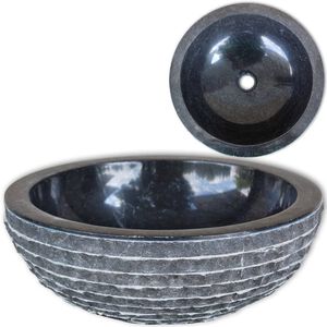 vidaXL Basin Marble 40 cm Black