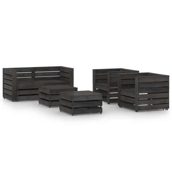 vidaXL 6 Piece Garden Lounge Set Grey Impregnated Pinewood