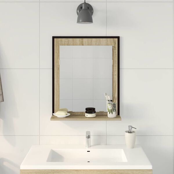 vidaXL Bathroom Mirror Black 50 x 12 x 60 cm Glass and Engineered Wood