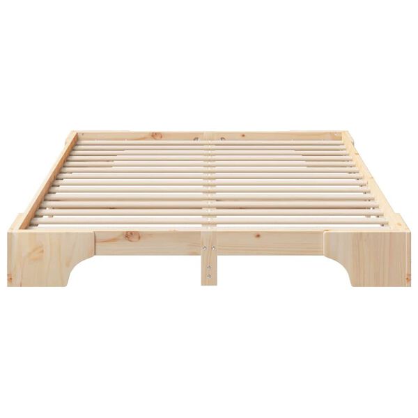 vidaXL Bed Frame Brown 140 x 220 cm Solid Pine Wood