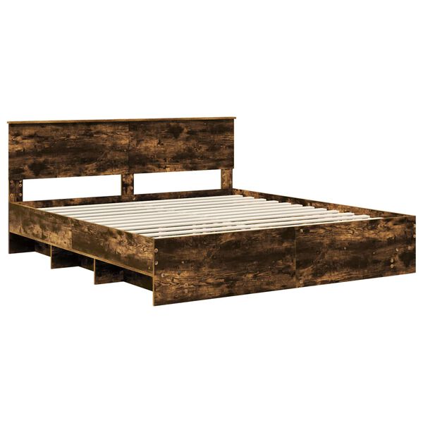 vidaXL Bed Frame Smoked Oak 180 x 200 cm Engineered Wood