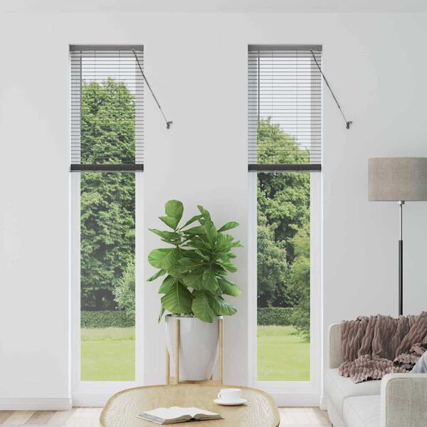 vidaXL Venetian Blinds with Curtains Dark Grey 220 x 40 cm Aluminium