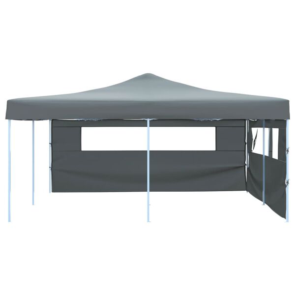 vidaXL Folding Gazebo with 2 Sidewalls 5x5 m Anthracite