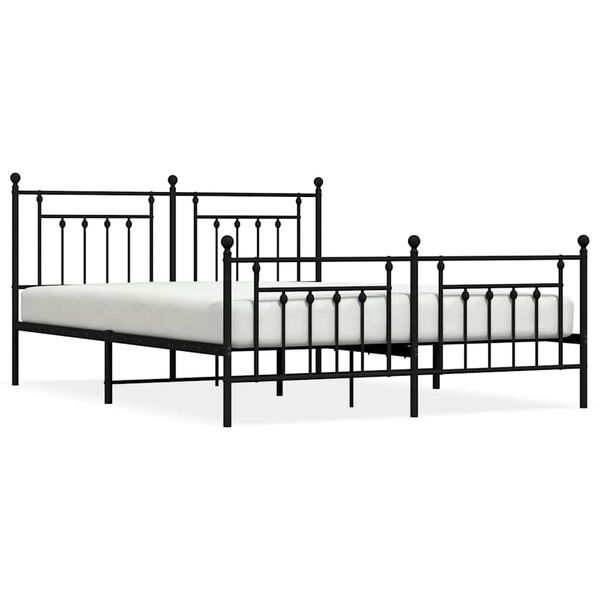 vidaXL Metal Bed Frame without Mattress with Footboard Black 183x213cm