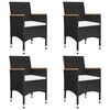 vidaXL 5 Piece Garden Dining Set with Cushions Black