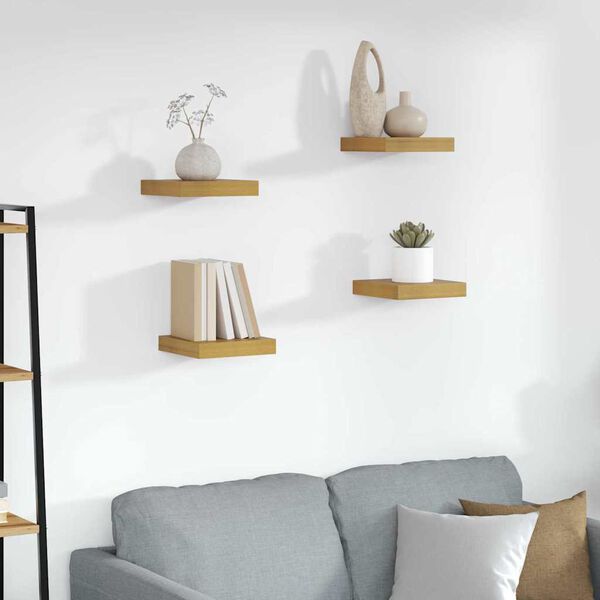 vidaXL Wall Shelf 4 pcs Beige 23 x 23.5 x 4 cm Engineered Wood
