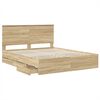 vidaXL Bed Frame with Drawer Sonoma Oak 160 x 200 cm Engineer Wood