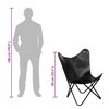 vidaXL Butterfly Chair Black Real Leather