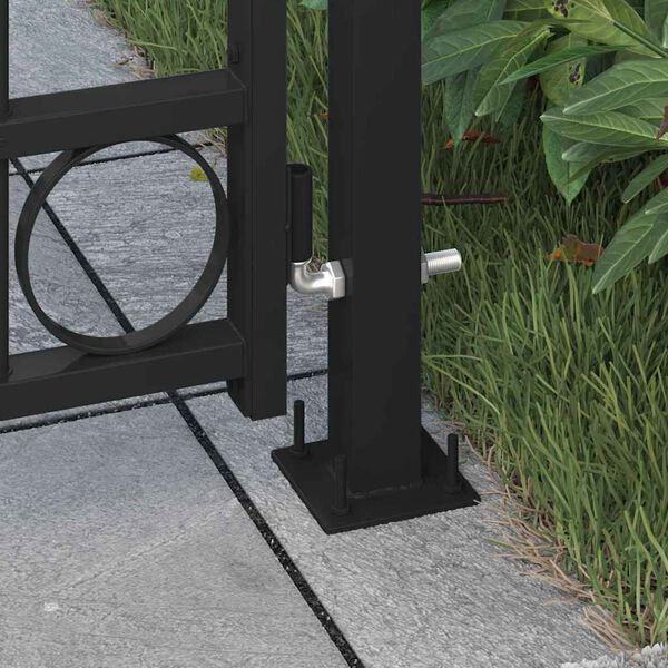 vidaXL Fence Gate Assen with Arched Top and 2 Posts 105x170 cm Black