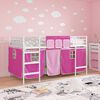 vidaXL Kids'Loft Bed Frame with Curtains White and Pink 80 x 201 cm
