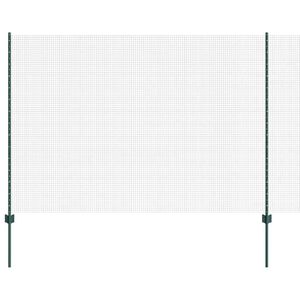 vidaXL Welded Wire Fence with Posts 25 x 1.6 m PVC-Coated Steel Green
