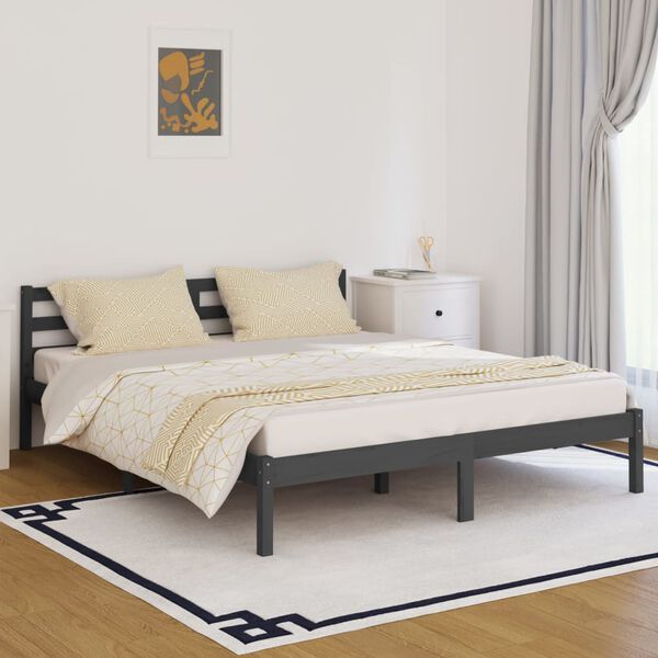 vidaXL Bed Frame without Mattress Solid Wood Pine 160x200cm Grey