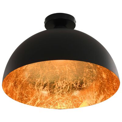 vidaXL Ceiling Lamps 2 pcs Black and Gold Semi-spherical E27