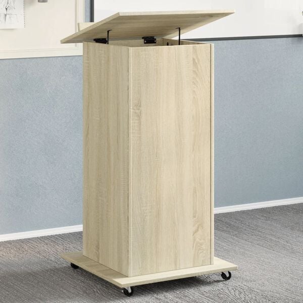 vidaXL Lectern with Wheels & Drawer Sonoma Oak 55x55x107 cm Engineered Wood