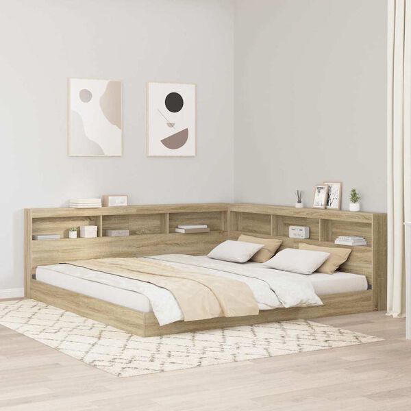 vidaXL Bookcase Bed Sonoma oak 180 x 200 cm Engineered wood