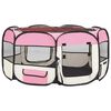 vidaXL Foldable Dog Playpen with Carrying Bag Pink 145x145x61 cm