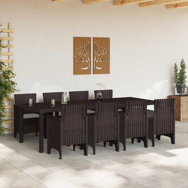 vidaXL Garden Dining Set 9 pcs Brown Polypropylene