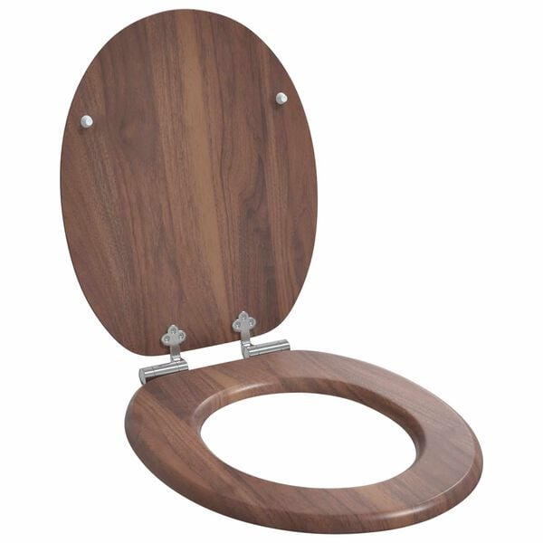 vidaXL Toilet Seat 2 pcs Brown 44 x 38 cm MDF board