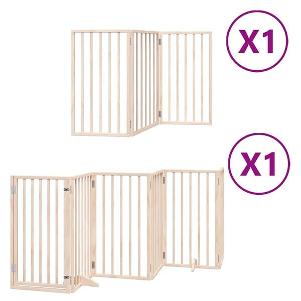 vidaXL Dog Gate with Door Foldable 9 Panels 450 cm Poplar Wood