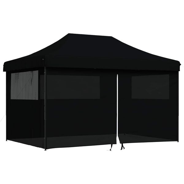 vidaXL Foldable Party Tent Pop-Up with 4 Sidewalls Black