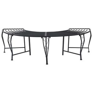 vidaXL Tree Bench 4-Seater 160 x 80 x 44 cm Steel Black Half-round