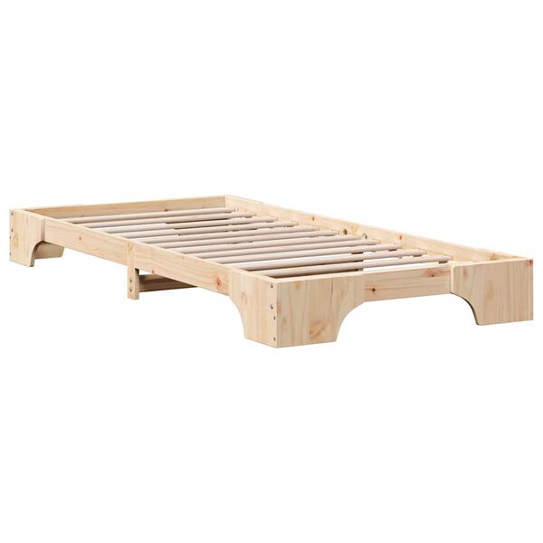 vidaXL Bed Frame Natural 90 x 190 cm Solid Pine Wood