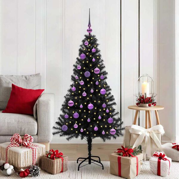 vidaXL Christmas Tree with 150 LEDs with Stand Black 150 cm PVC