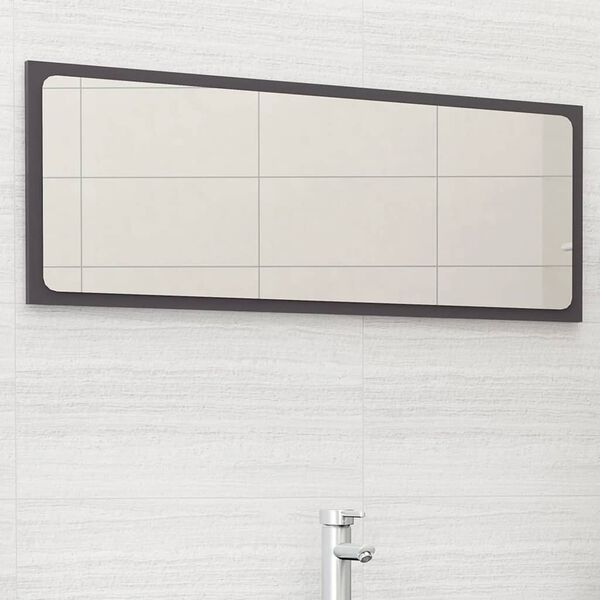vidaXL Bathroom Mirror High Gloss Grey 100x1.5x37 cm Engineered Wood