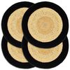 vidaXL Placemats 4 pcs Natural and Black 38 cm Jute and Cotton