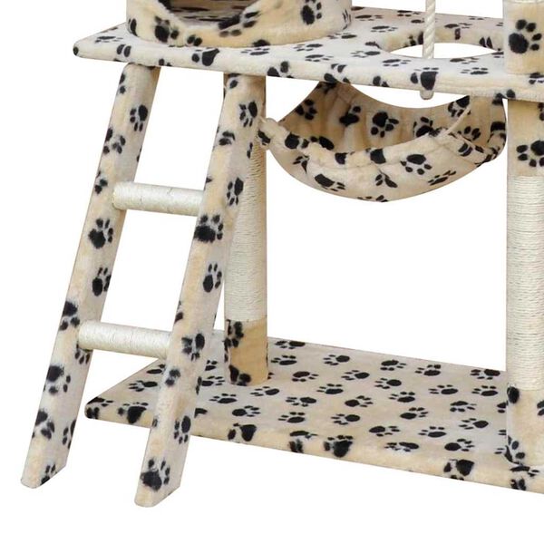 vidaXL Cat Tree Beige with paw prints 83 x 72 x 140 cm Wood