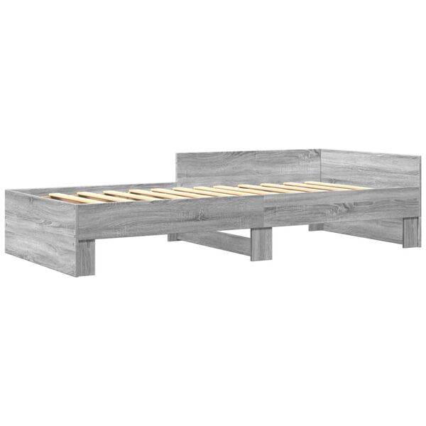 vidaXL Bed Frame without Mattress Grey Sonoma 75x190 cm Small Single Engineered Wood