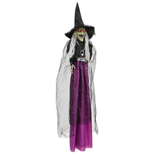vidaXL Halloween Hanging Witch SPOOKA Purple 30 x 133 cm