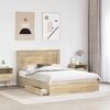 vidaXL Storage Bed with Drawer Sonoma Oak 140 x 200 cm Engineered Wood