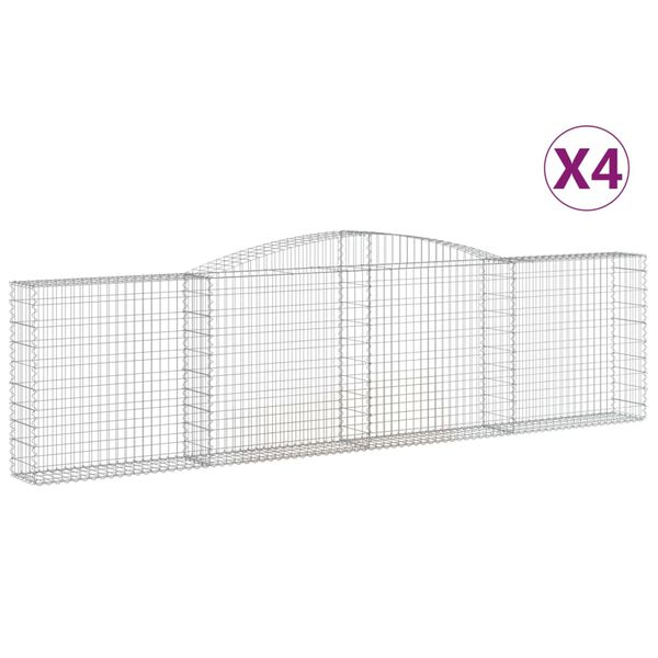 vidaXL Arched Gabion Baskets 4 pcs 400x30x100/120 cm Galvanised Iron
