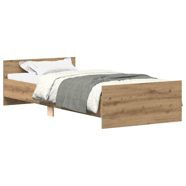 vidaXL Bed Frame without Mattress Artisan Oak 90x190 cm Single Engineered Wood