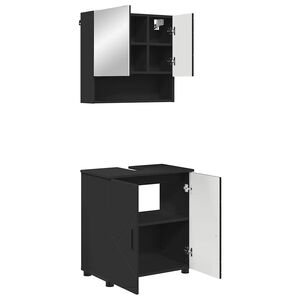 vidaXL Bathroom Furniture Set 2 pcs Black Engineered wood & Metal