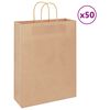 vidaXL Paper Bags 50 pcs with Handles Brown 32x12x42 cm