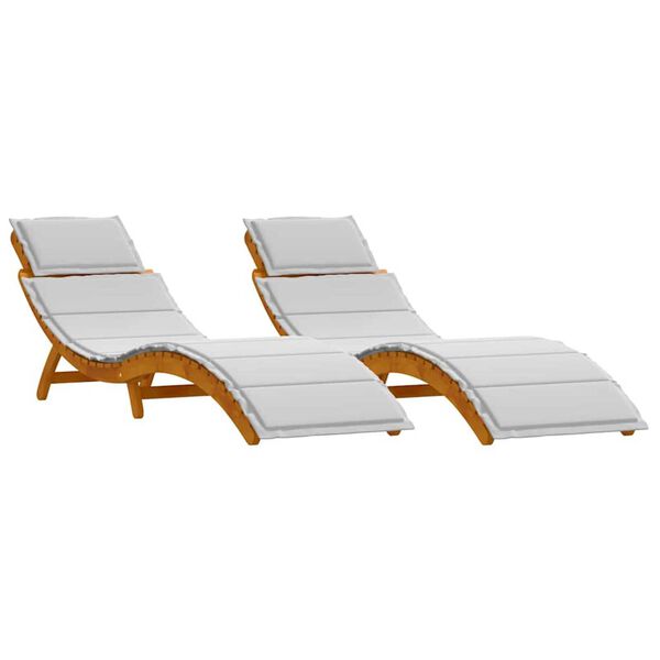 vidaXL Sun lounger 2 pcs Light Grey 184 x 55 x 64cm Solid Acacia wood