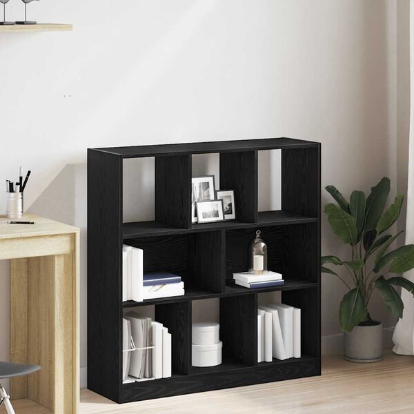 vidaXL Book Cabinet Black Oak 97.5x29.5x100 cm Engineered Wood