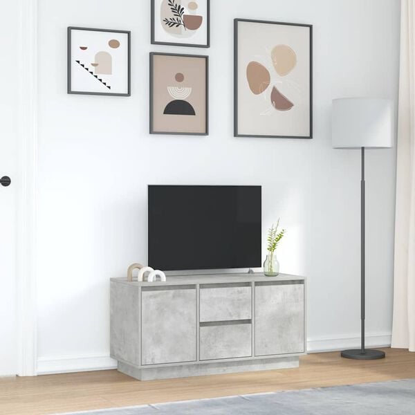 vidaXL TV Cabinet with LED Lights Concrete Grey 100x41x50 cm